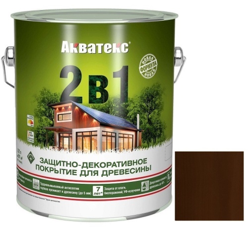 Покрытие алкидное защитно-декоративное для древесины Акватекс 2 в 1 полуматовое Махагон 2,7 л