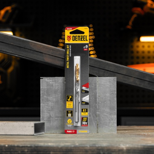 Сверло спиральное по металлу 9 x 125 мм, Р6М5, Golden Tip  Denzel фото 7