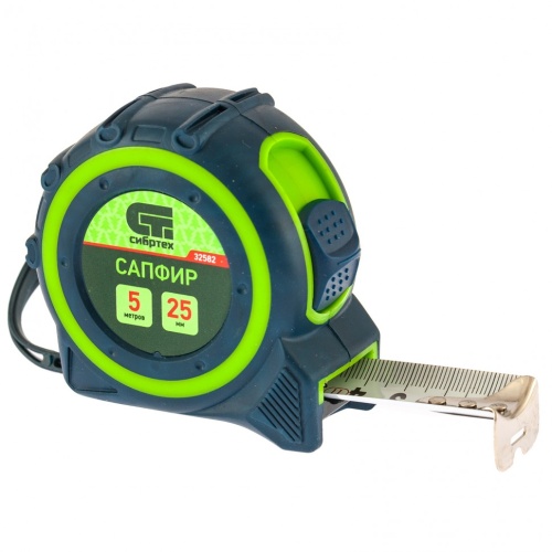 Рулетка Сапфир,двухкомпонентный корпус,5 м х 25 мм Сибртех фото 2
