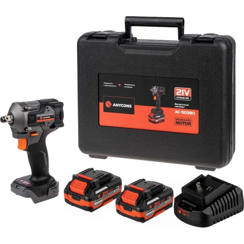 Бесщеточный ударный гайковерт Anycons AC-SD-380, 380Нм, 21В, 2 акб AC-SD3802 фото 3