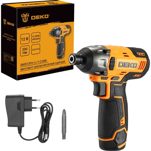 Винтоверт аккумуляторный ударный DEKO DKIS12FU-Li, 12В, 1x2.0Ач 085-1110