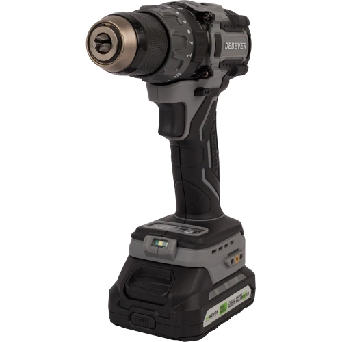 Дрель-шуруповерт аккумуляторная Debever бесщеточная, 85Nm, 20+3, 13мм, 20В; в компл. АКБ 2,0 а/ч; з/у 4,0 а/ч DBE-7332CKIT Дрель-шуруповерт аккумуляторная Debever бесщеточная, 85Nm, 20+3, 13мм, 20В; в компл. АКБ 2,0 а/ч; з/у 4,0 а/ч DBE-7332CKIT