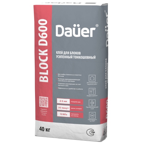 Клей монтажный Dauer Quader Block D600 тонкошовный 25 кг фото 4