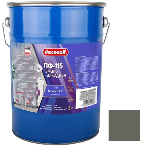 Эмаль Pufas Decoself ПФ-115 светло-серая 5 кг