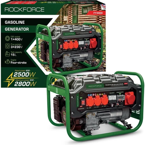 Генератор бензиновый с транзисторным запуском Rockforce 15л, 830-2500Вт, 7л.с RF-FY3000(60802) фото 4