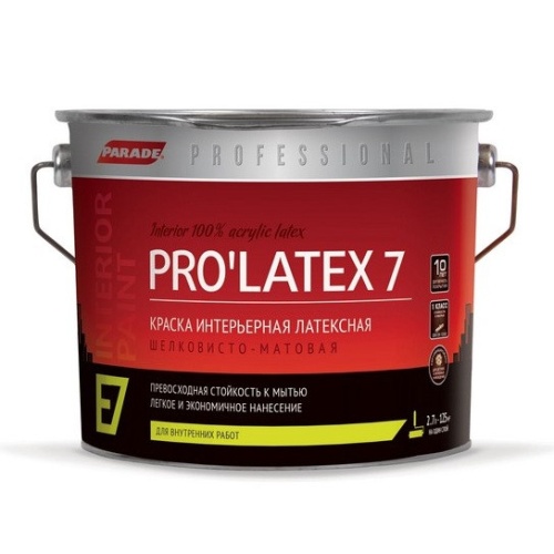 Краска латексная Parade Professional E7 Pro Latex7 интерьерная шелковисто-матовая основа А 2,7 л
