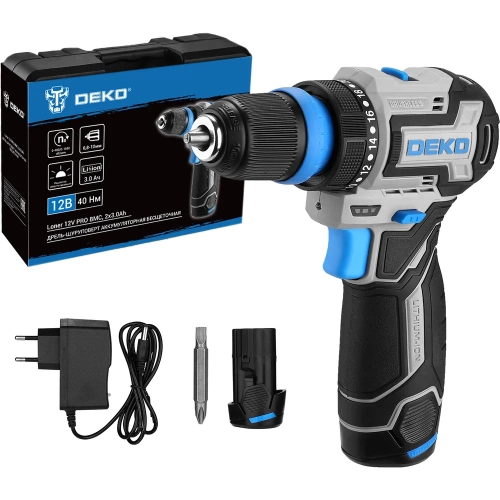 Дрель-шуруповерт аккумуляторная бесщеточная компактная DEKO Loner 12V PRO в кейсе со съёмным патроном, 12В, 2x3.0Ач 085-1122 фото 6 Дрель-шуруповерт аккумуляторная бесщеточная компактная DEKO Loner 12V PRO в кейсе со съёмным патроном, 12В, 2x3.0Ач 085-1122 фото 6