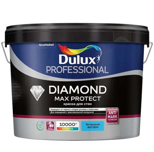 Краска для стен и потолков Dulux Diamond Max Protect матовая база BC 9 л Краска для стен и потолков Dulux Diamond Max Protect матовая база BC 9 л