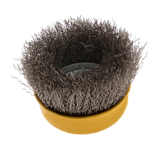 Щетка для УШМ, 75 мм, "Чашка", витая нержавеющая проволока 0.3 мм, М14 Denzel фото 7