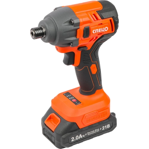 Набор Шуруповерт ударный Спец БИА-21-Б, (бесщеточный двигатель),21В,2аккум *2,0Ач,скорость0-3000 об/ми, частота ударов 0-4200 уд/мин,макс крут момент 220Нм, подсведка,зарядка 4ч,кейс, цв.кор + перчатки СПЕЦ-4132/ВС-136-0272 фото 4