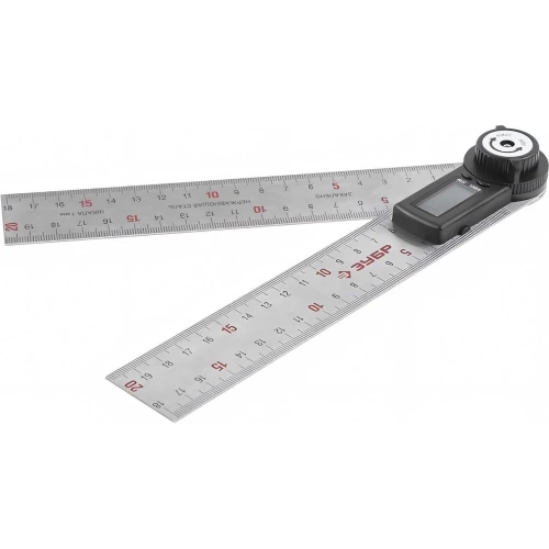 Транспортир-угломер Зубр из нержавеющей стали, многофункц, электронный, точность 0,3 град, диапазон измерений 0-360град. 34294