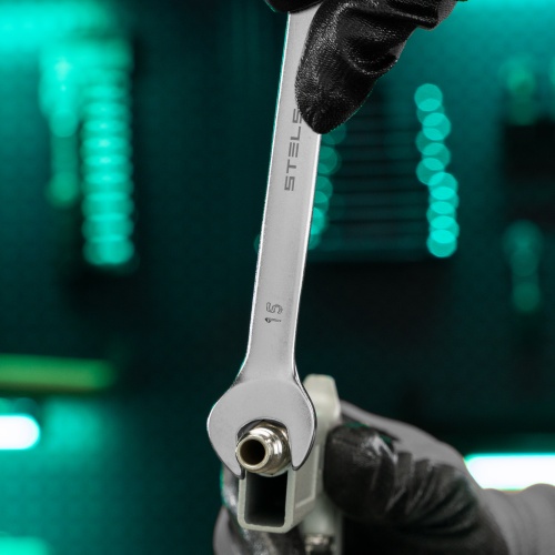 Ключ комбинированный, 15 мм, CrV, матовый хром Stels фото 6