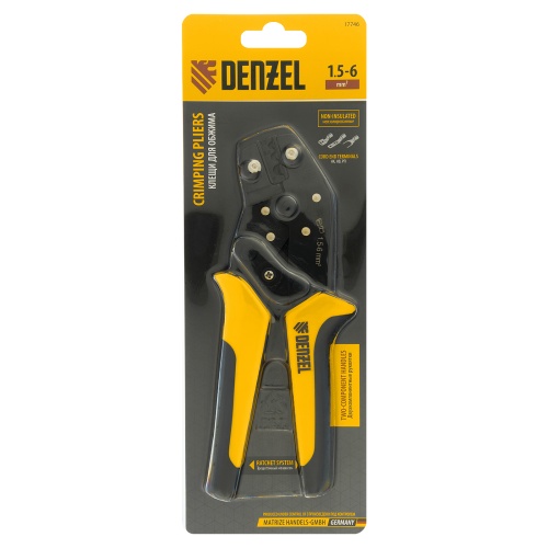 Клещи для обжима неизолированных наконечников НК и НВ, разъемов РП, 1,5 - 6 мм2 Denzel фото 7