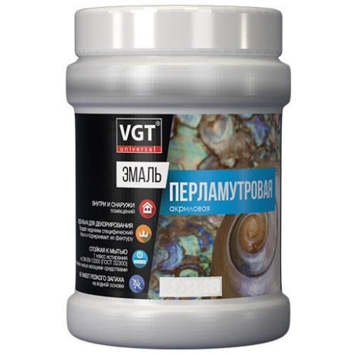 Эмаль универсальная VGT перламутровая серебристо-белая 10 кг