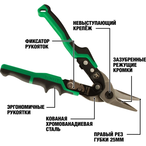 Ножницы по металлу DEWALT ERGO правые, 250 мм DWHT14674-0 фото 3 Ножницы по металлу DEWALT ERGO правые, 250 мм DWHT14674-0 фото 3