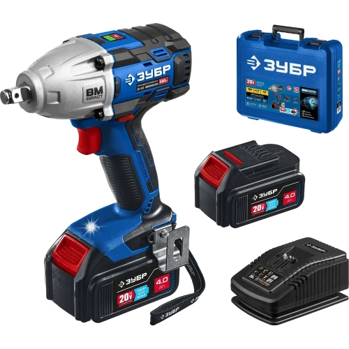 Бесщеточный гайковерт ЗУБР Профессионал т7 20 В, 500 Нм, 2 акб (4 ач), кейс GB-500-42 фото 3