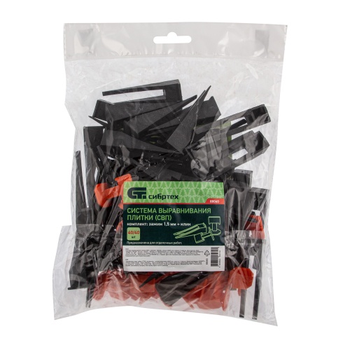 Система выравнивания плитки (СВП) комплект: зажимы, клинья (40/40 шт) в пакете Сибртех фото 7