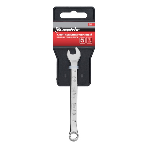 Ключ комбинированный, 7 мм, CrV, полированный хром Matrix фото 5
