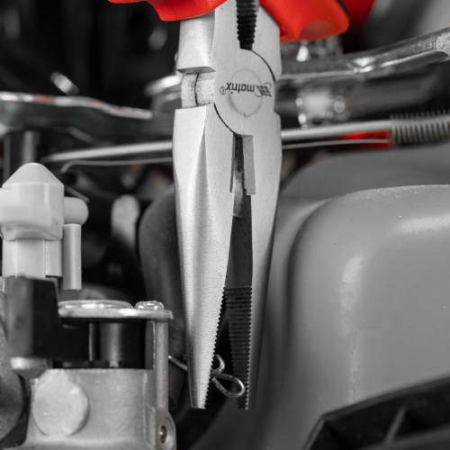 Длинногубцы прямые Nickel, 160 мм, никелированные, двухкомпонентные рукоятки Matrix фото 10