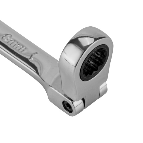 Ключ комбинированный трещоточный, 8 мм, CrV, шарнирный, зеркальный хром Matrix Professional фото 5