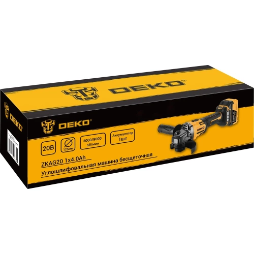 Углошлифовальная машина бесщеточная DEKO ZKAG20, 20В, 1x4.0Ач 084-1044 фото 7 Углошлифовальная машина бесщеточная DEKO ZKAG20, 20В, 1x4.0Ач 084-1044 фото 7
