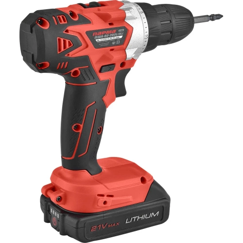 Дрель-шуруповерт Парма акк. дша-02-2021/2li 21 в, 2 ач, 2 акк.,2 скор., подсв., индик., кейс 02.021.00016 фото 3