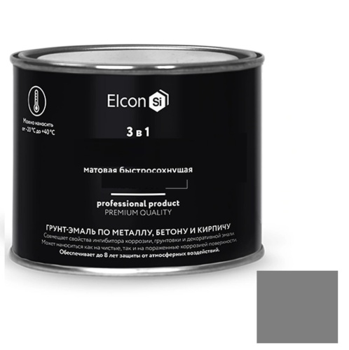 Грунт-эмаль по ржавчине Elcon 3 в 1 матовая RAL 7024 графит 0,4 кг Грунт-эмаль по ржавчине Elcon 3 в 1 матовая RAL 7024 графит 0,4 кг