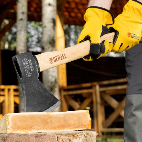 Топор, 1000 г, кованый, буковое топорище Denzel фото 10