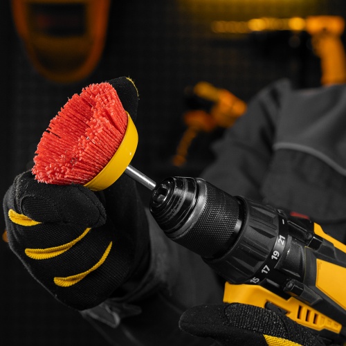 Щетка для дрели, 75 мм, Чашка, со шпилькой, нейлоновая щетина Denzel фото 7