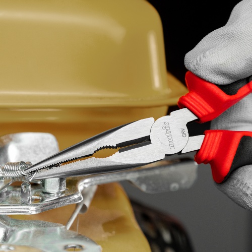 Длинногубцы прямые, 160 мм, хром-ванадий, двухкомпонентные рукоятки Matrix фото 9