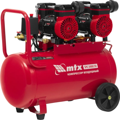 Компрессор безмасляный малошумный MTX SPC 3000/50, 3000 Вт, ресивер 50 л, 520 л/мин 58140 фото 3