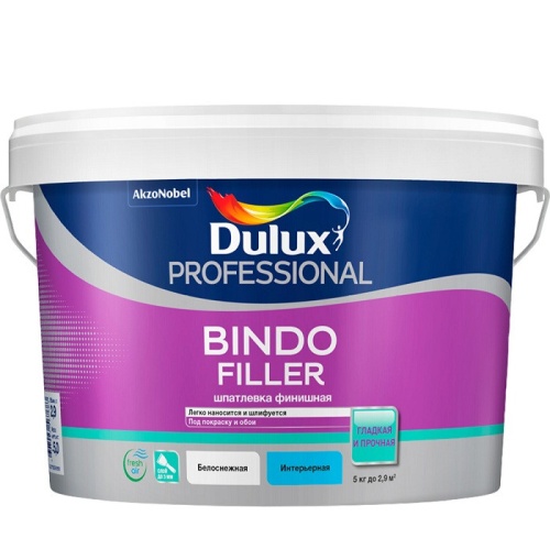 Шпатлевка финишная Dulux Professional Bindo Filler для стен и потолков 5 кг Шпатлевка финишная Dulux Professional Bindo Filler для стен и потолков 5 кг