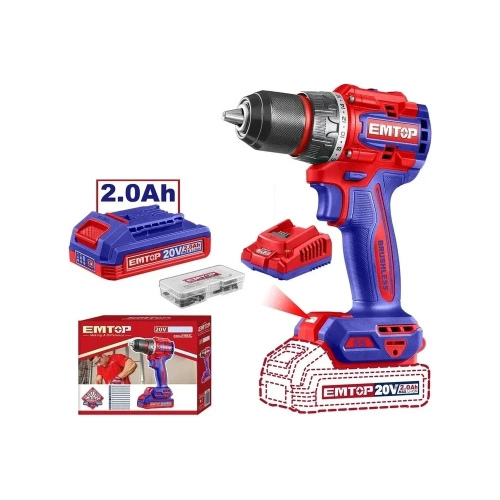 Дрель бесщеточная аккумуляторная EMTOP ECDL205582