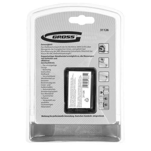 Рулетка "Doppelhaken",10 м x 25 мм,двухсторонний зацеп,Нейлон,двусторонняя шкала,автоматическая фиксация Gross фото 7