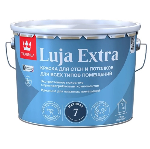 Краска для стен и потолков Tikkurila Luja Extra База C экстра-стойкая матовая 9 л