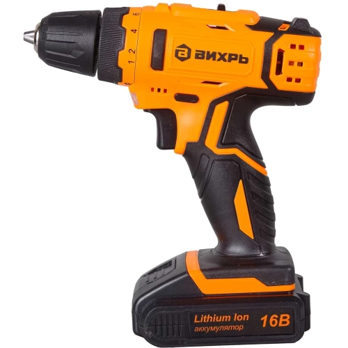 Аккумуляторная дрель-шуруповерт Вихрь ДА-16Л-2КА с набором оснастки, 65 предметов 72/14/49 фото 3