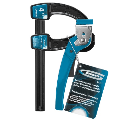 Струбцина реечная быстрозажимная 4, металлический корпус, рычажный храповой механизм, 100 мм Gross фото 6