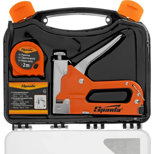 Набор SPARTA степлер мебельный регулируемый, скобы 500 шт, рулетка 2 м, тип скобы 53, 6-14 мм 42003 фото 10 Набор SPARTA степлер мебельный регулируемый, скобы 500 шт, рулетка 2 м, тип скобы 53, 6-14 мм 42003 фото 10