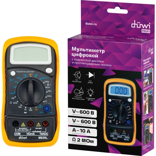 Цифровой мультиметр duwi M830L PROFI с противоударным чехлом, 26044 8 фото 7 Цифровой мультиметр duwi M830L PROFI с противоударным чехлом, 26044 8 фото 7