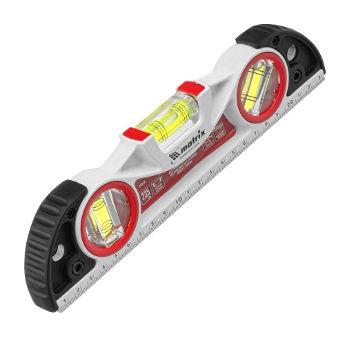 Уровень алюминиевый литой, фрезерованный, 3 глазка, две ударные площадки, 235 мм Matrix