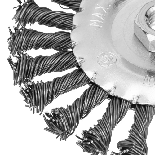 Щетка для УШМ 125 мм, М14, плоская, крученая проволока 0.8 мм Matrix фото 3