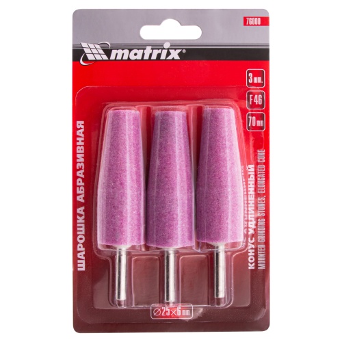 Шарошка абразивная, конус удлиненный, 25 х 70 x 6 мм, F46, 3 шт Matrix фото 6