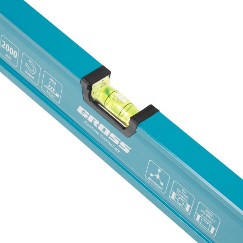 Уровень алюминиевый, магнит., фрезерованный, 3 глазка, 0,5 мм/м, 2000 мм Gross фото 4