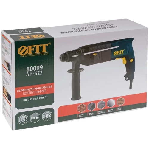 Монтажный перфоратор FIT 620 Вт, 0-870 об/мин, 0-3900 уд/мин, 2,6 Дж, 3 режима, SDS-plus, реверс 80099 фото 4