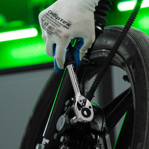 Ключ-трещотка 3/8", 45 зубьев, с быстрым сбросом, CrV, хром Сибртех фото 11