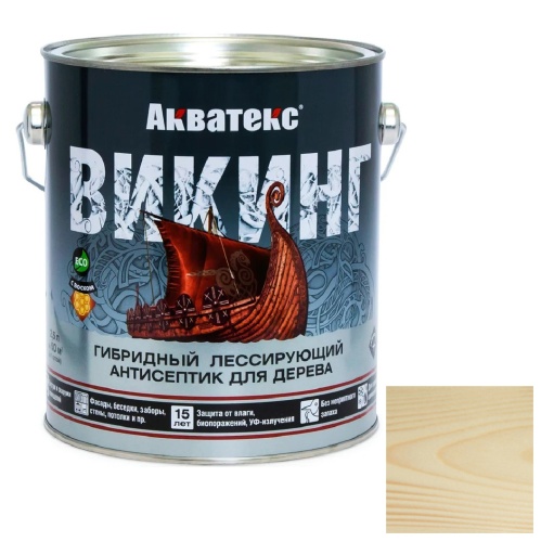Антисептик для дерева гибридный Акватекс Викинг лессирующий полуматовый бесцветный 2,5 л