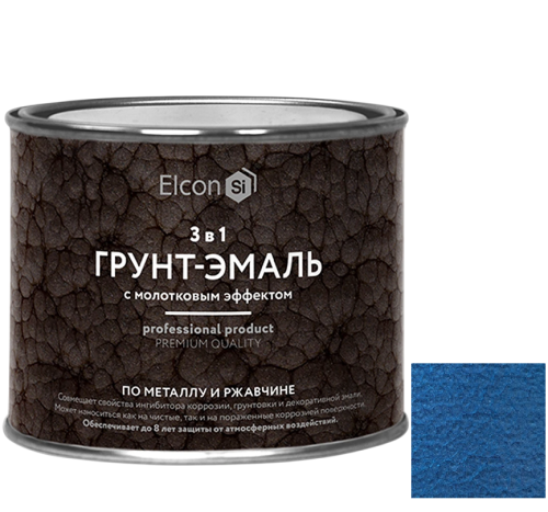 Грунт-эмаль Elcon Smith 3 в 1 с молотковым эффектом синяя 0,8 кг Грунт-эмаль Elcon Smith 3 в 1 с молотковым эффектом синяя 0,8 кг