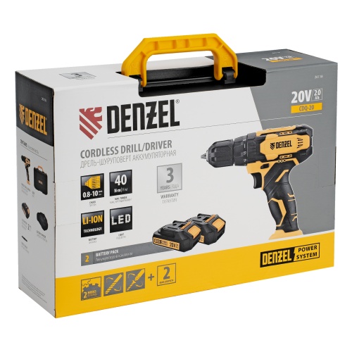 Дрель-шуруповерт аккумуляторная CDQ-20, Li-Ion, 20 В// Denzel фото 19