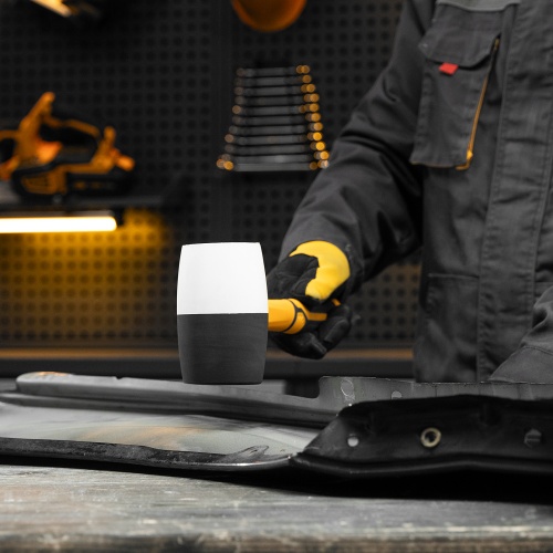 Киянка резиновая, 680 г, черно-белая, фибергласовая рукоятка c TPR покрытием Denzel фото 6