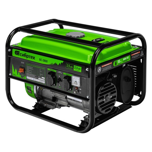 Генератор бензиновый БС-2800, 2.5 кВт, 230В, четырехтактный, 15 л, ручной стартер Сибртех фото 2